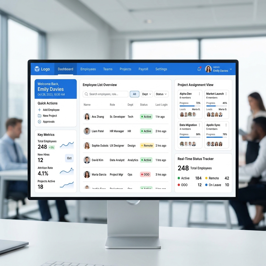 Employee Management System HR Dashboard Interface Interface Overview