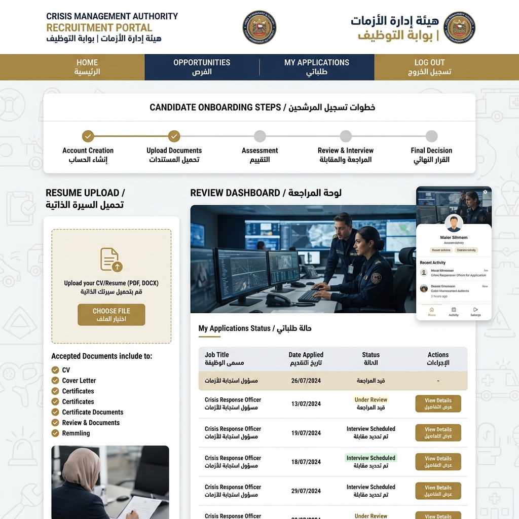 NCEMA Recruitment Portal Government Candidate Onboarding Interface Dashboard
